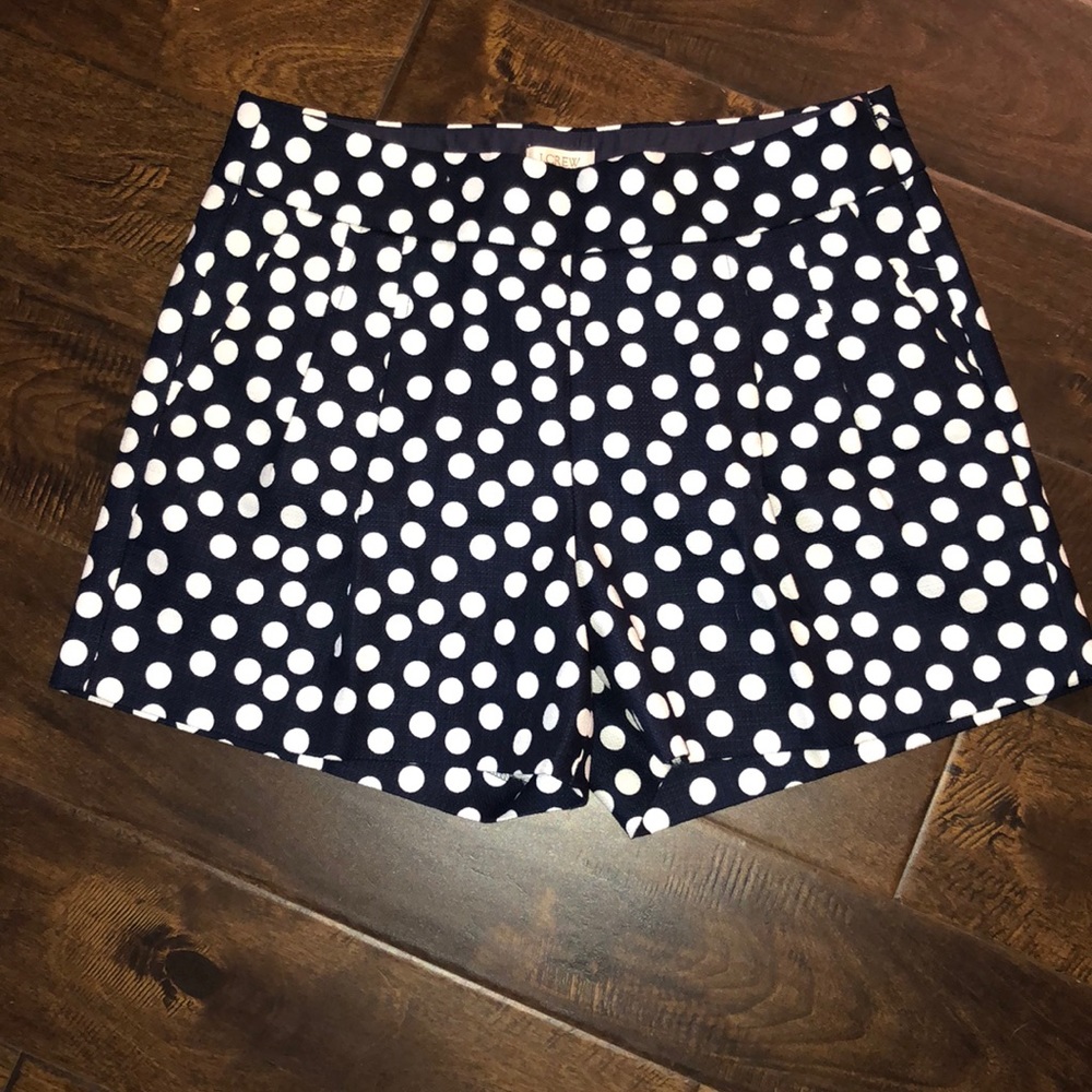 NWOT! J. Crew navy polka-dot shorts
